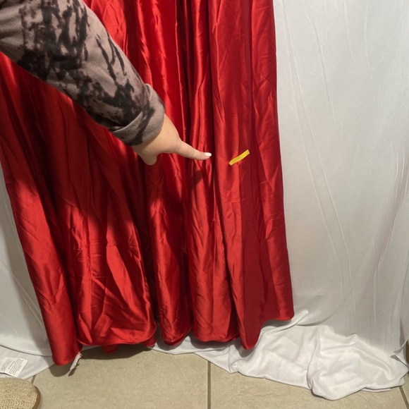 $398 IEENA Mac Duggal [ 14 ] Puff Sleeve Satin A-Line Gown in‎ Red - Picture 9 of 16